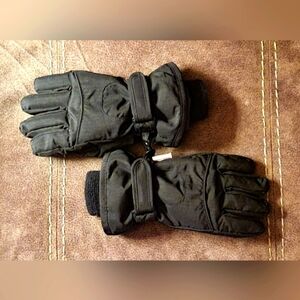 KIDS BLACK WATERPROOF, THERMOLITE ADJUSTABLE GLOVES SIZE S/M-M/M, 4/7. ☆3FOR$30☆
